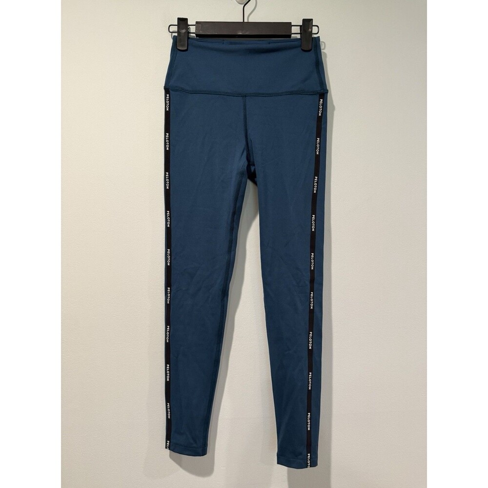 NEW Peloton Here Now Logo Tape Leggings XS Dark Teal Gym Yoga Active Athletic